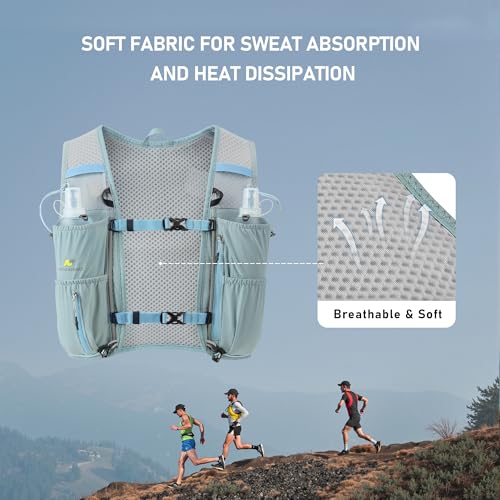 N NEVO RHINO Running Vest 5L, Hydration Vest with 2 TPU 500ml Soft Flask - color: blue, size: Small