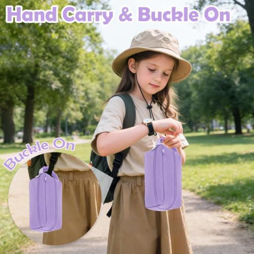 Fammart Freezable Snack Bag with Removable Ice Packs, Small Insulated Lunch Bag Mini Cooler, Leakproof Reusable Snack Lunch Box with Buckle Handle for Work, Travel, Office - Purple - color: with Ice Packs - Purple
