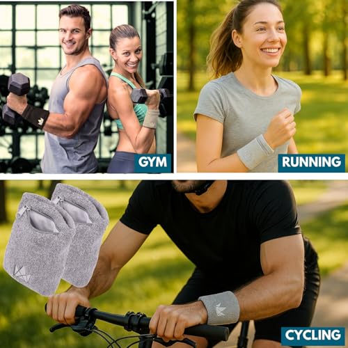 The Friendly Swede Wrist Wallets for Men & Women, Zipper Pocket, 2-Pack - color: Gray - L