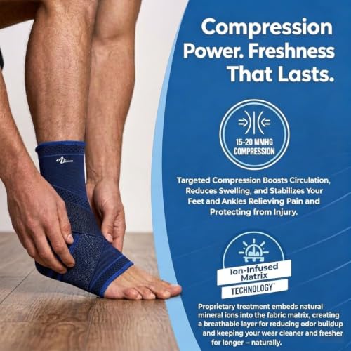 ABIRAM Ankle Brace Compression Sleeve with Adjustable Support Strap - color: Gray, size: Small