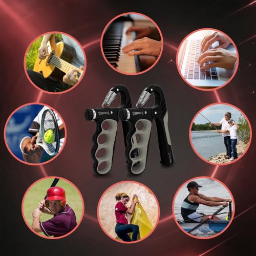 Senston Grip Strength Trainer 2 Pack, Adjustable 11-220lbs with Counter - color: Grey