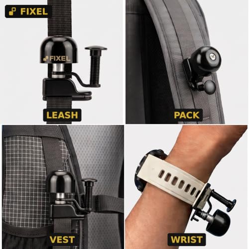 Fixel Clip-On Running Bell for Runners, Hands-Free Wearable Trail Bell for Hydration Vest or Wrist Strap, Loud Clear Ding, Ultralight Copper & Aluminum