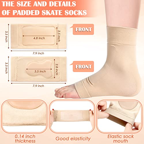 Geyoga 2 Pairs Figure Skating Ankle Pads Socks Sleeves, Beige Color - color: Beige Color