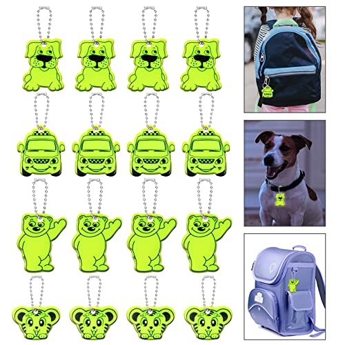 OSDUE Reflector Pendant, 16pcs Waterproof Child Safety Reflector Pendant for School Bag, Wheelchair, Bicycle and Running - color: pets