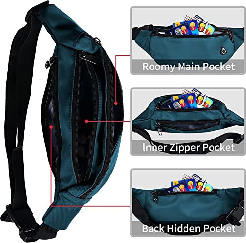 Fanny Packs for Men and Women Water-Repellent Sports Waist Pack Bag - color: 1pack-Teal Blue