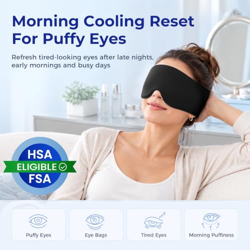 Cooling Gel Eye Mask for Puffy Eyes & Eye Bags, Cold Compress - color: Black