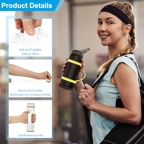 PATIKIL Water Bottle Carrier Grip, Portable Soft Silicone Non-Slip Water Handle Grip Water Bottle Holder Strap for Running - color: White