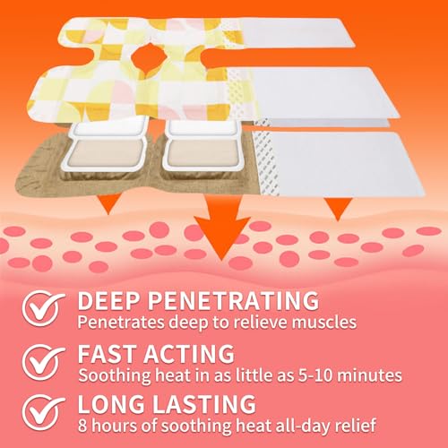 KZM Knee Heat Wraps for Knee Relief Patches 8-Hour Heat Therapy 6 Pcs