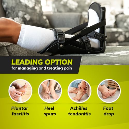 BraceAbility Sleeping Stretch Boot - Plantar Fasciitis Night Foot Splint Adjustable Achilles Tendonitis Brace for Fascia, Tendon and Calf Stretching, Heel and Bone Spur or Arch Pain Treatment (Large) - size: Large