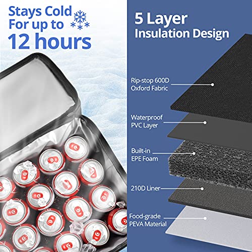 Maelstrom 24/30/60 Can Soft Cooler Bag, Double Deck Portable Ice Chest - color: Black, size: 60 Can