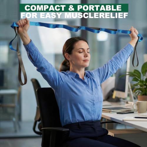 Acozycoo Stretching Strap with Loops for Leg Calf Back Physical Therapy - color: Blue