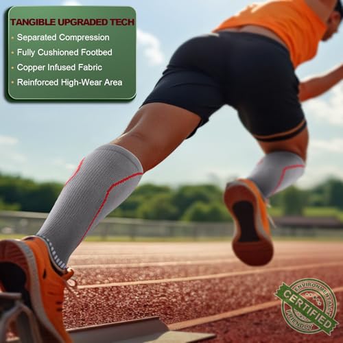 KEMISANT Women Cushioned Compression Knee High Sports Recovery Socks 3Pack - color: 3pairs-gray8294, size: Large-X-Large