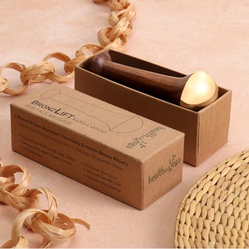 SoulGenie HealthAndYoga™ BronzLift Kansa Face Massager and Kumkumadi Face Oil Trial Vial - Kansa Wand Ayurveda Benefits of Bronze - Skin Lustre (Single Dome)