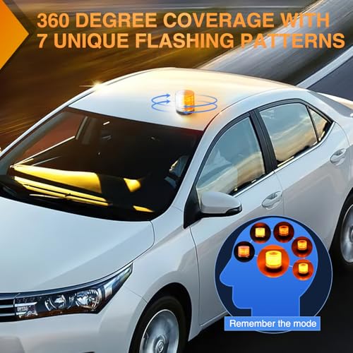 Nilight 18LED Strobe Lights Amber White Wireless Rotating Beacon Light - color: Amber White