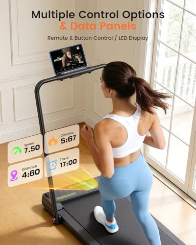 ANCHEER Walking Pad with Incline - Under Desk Treadmill with Handle Bar - color: Obsidian Black
