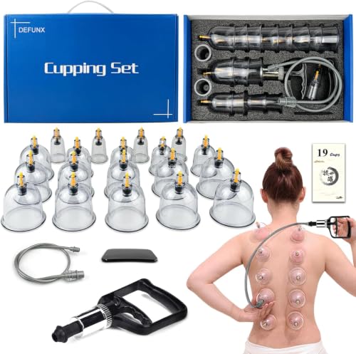 DEFUNX Cupping Set, 19 Cups Cupping Kit for Massage Therapy, Cupping Therapy Set with Pump for Back Massage, Pain Relief, Physical Therapy - size: 19 Cups