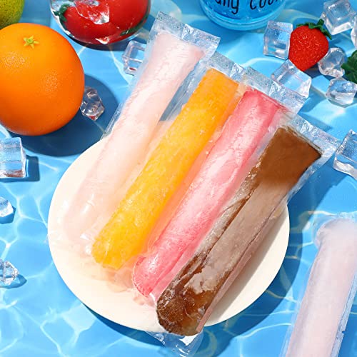 FEBSNOW 120 Pcs Disposable Ice Pop Bags Popsicle Molds With Funnel - size: 7.5"x2"