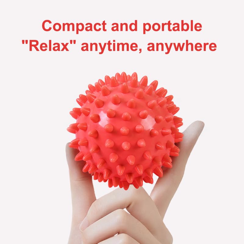 AKOAK 3" Hard Prick Massage Ball, Massage Roller for Plantar Fasciitis, Muscle Soreness Massage Ball - Exercise, Relaxation Massage Ball, Pack of 1 (Red) - color: Red