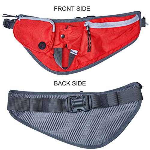 Blueberry Style Red Bumbag Waist Bag Fanny Pack for Walking Running - Built-in Poop Bag Holder, Dog Treat Pouch, Adjustable Waistband, and Bottle Holder - color: 1 Pack Waist Bag - Red