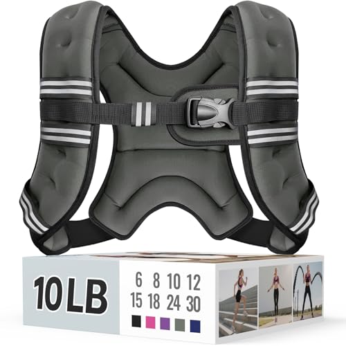 Zeerun Weighted Vest, 6/8/10/12/15/18/20/24/30LB for Men Women - color: Gray, size: 10 Lb