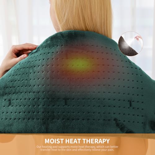 SAROO Heating Pad for Back Pain Cramps Relief, 12"×24", Hunter Green - color: Hunter Green