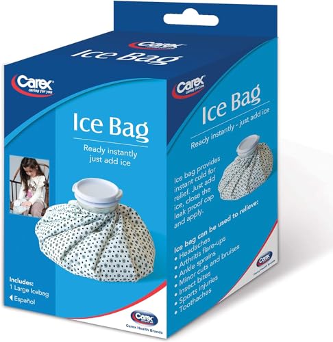 Carex Ice Bag - Ice Pack Bag - Reusable Ice Bag For Injuries, Headaches, Muscle Pain, Strains