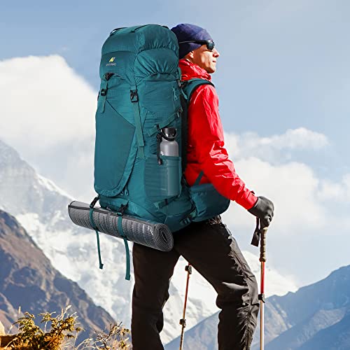 N NEVO RHINO Internal Frame Hiking Backpack 50/60/65/70/80L with Rain Cover - color: 15 Green, size: 65+5L