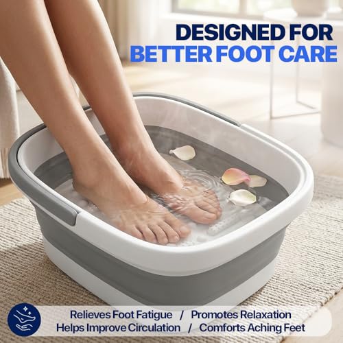 Collapsible Foot Soaking Tub Foldable Foot Bath Soak Tub Basin for Home Spa - color: White