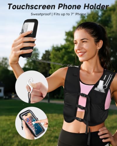 MOKURA Running Vest for Women Men with 500ML Soft Flask & Phone Holder - color: Black, size: Medium