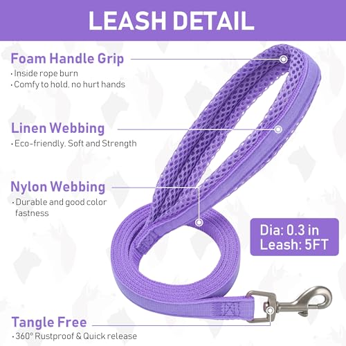 GAMUDA Small Pet Harness Collar and Leash Set, Step in No Chock No Pull Linen Fabric Soft Mesh Dog Vest Harnesses Reflective for Dogs Puppy Cats Kitten Rabbit (Purple, XXS) - color: Purple, size: XXS