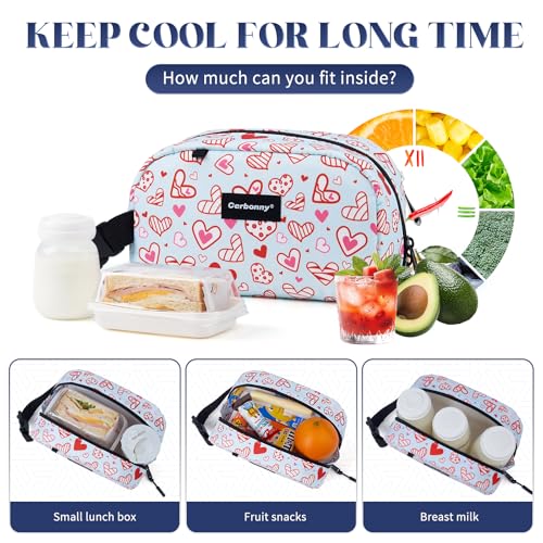 Cerbonny Small Cooler Bag,Freezable Lunch Bag,Built-in ice pack - color: Blue-Heart