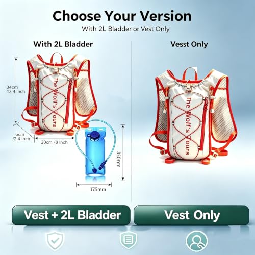 Lightweight Running Hydration Vest 2L Water Bladder for Women Men - color: White with Red, size: Vest Only (No Bladder)