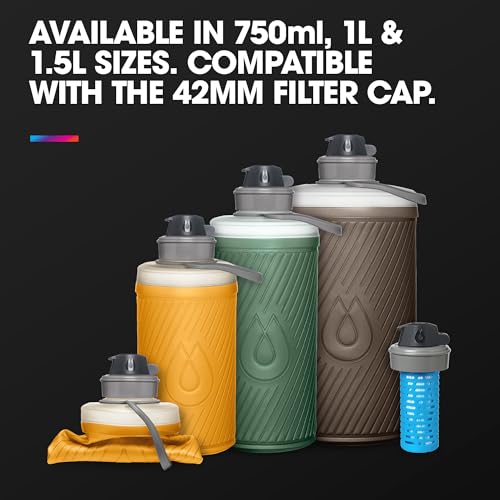 HydraPak Flux Collapsible Backpacking Water Bottle (750ml, 1L, 1.5L) - color: Mammoth Grey, style: 1.5L/50oz