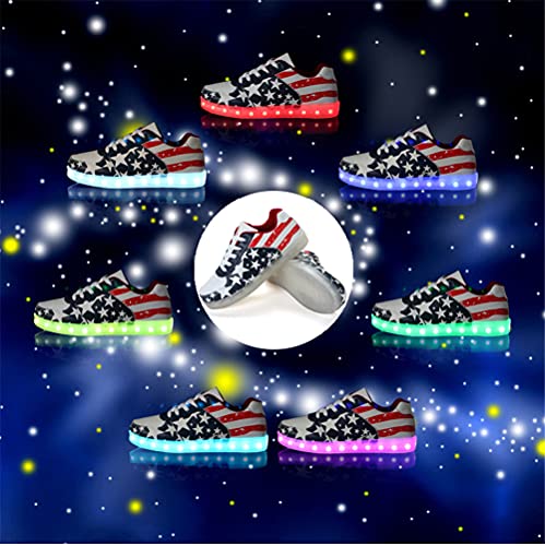 YuanRoad Unisex LED Light Up Shoes with USB Charging Glowing Luminous LED Sneakers - color: Blue, size: 9 Women/7.5 Men