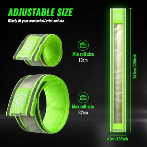 Rechargeable LED Armband 2-Pack, Running Lights for Runners