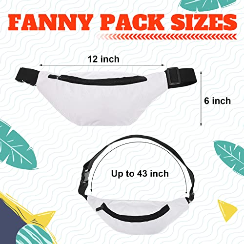 Eccliy Sublimation Fanny Packs for Women Men White Running Waist Bag Waist Pouch with Adjustable Strap Zipper for DIY Hiking Traveling Biking Festival Sports Outdoors Workout