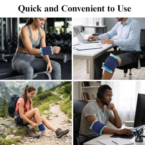 6 Pack Ice Pack Extension Straps - 35"x3" Elastic Wrap for Hot & Cold Packs - color: Blue