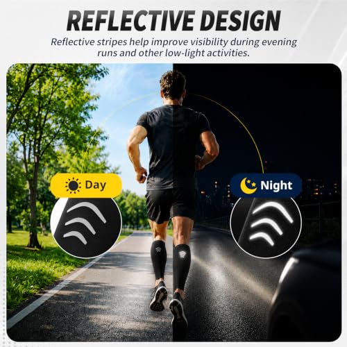 CAMBIVO Calf Compression Sleeves for Men & Women - Footless for Running - size: Large