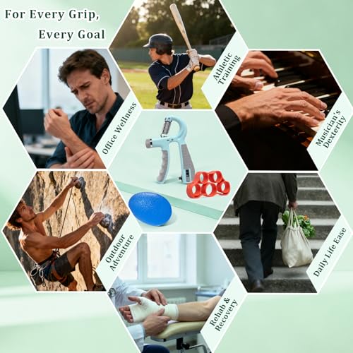 CYFIE Grip Strength Trainer Kit Adjustable 10-132Lbs Hand Exerciser Counter - color: Green