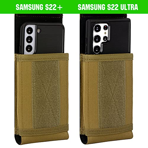 Tactical Molle Phone Holster Pouch, Universal Belt Waist Bag for iPhone 18 Pro Max/17 Pro/17/16 Pro Max/15 Pro Max/14 Pro Max/13, Samsung S26 Ultra/S25/S24, Size L - color: Khaki(1 Pack)