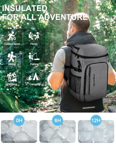 Capolo Cooler Backpack Insulated Leak Proof for Women Men Soft Cooler Bag - color: Grey, size: 36 Cans
