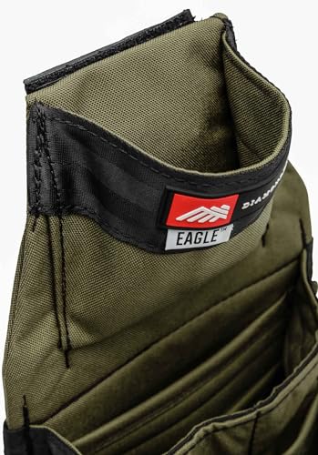 The Diamondback Eagle Tool Pouch - Modular Utility Pouch for 4" Tool Belts - Ideal Carpenter & Electrician Tool Pouch for Nuts, Punches & Fasteners - style: Ranger Green - Right Side