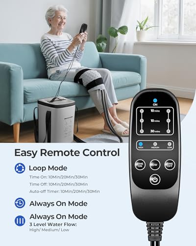 Ice Machine for Knee After Surgery, Cold Therapy Machine, 12H Cooling, 14 Quart Tank, 30dB Quiet Pump, Remote Control, 6.2FT Long Hose, Cryotherapy System for Knee/Ankle/Elbow