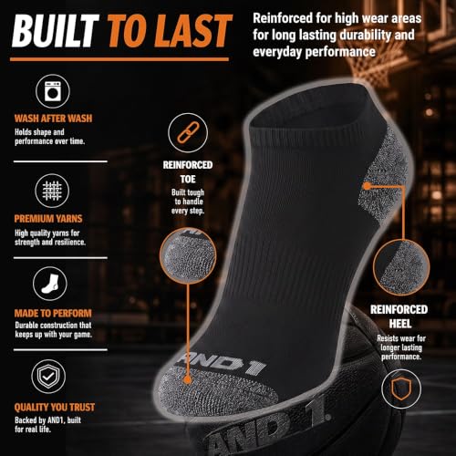 AND1 Mens Athletic Crew Socks 24 Pack Cushioned Comfort Socks - color: Grey