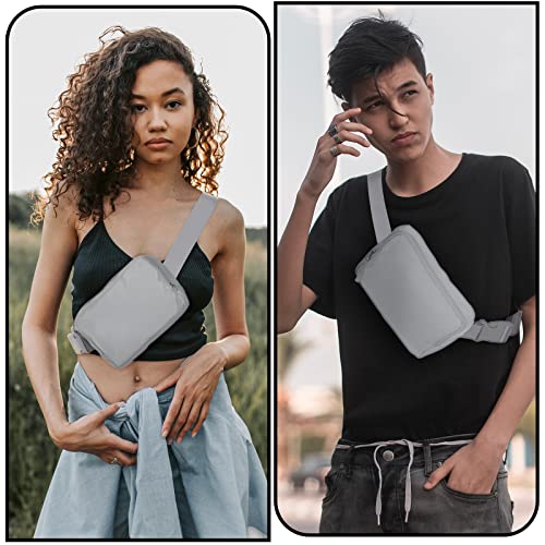 Amazerbst Belt Bag, Fanny Pack, Everywhere Belt Bag,40 Inch Adjustable Strap,for Women and Men,Waterproof - color: Grey