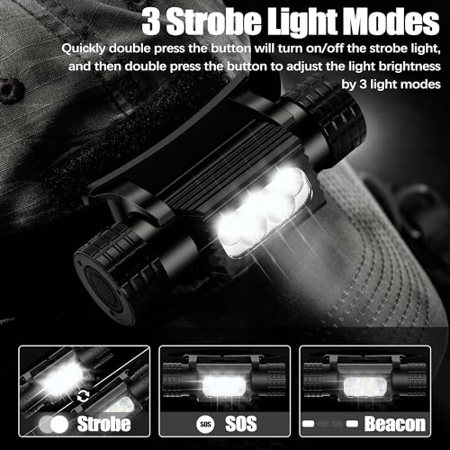 Headlamp Rechargeable, 2000 Lumen Super Bright LED Head Lamp for Adults, IP67 Waterproof Rechargeable Headlight with 9 Modes, Head Flashlight with 2600 mAh for Outdoor Camping Hiking Fishing Running - size: 5 Bead - 2000 lm - 9 Modes