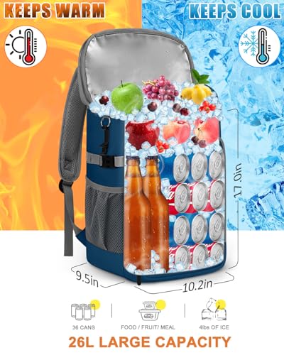 Capolo Cooler Backpack Insulated Leak Proof for Women Men Soft Cooler Bag - color: Leather Blue, size: 36 Cans