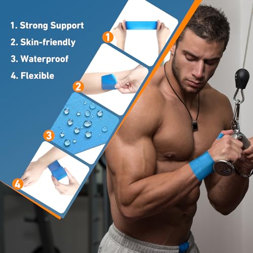 KTQUICK Precut Kinesiology Tape for Thumb Left, 24 PCS, 20% Stronger,Blue - color: Blue, size: 24PCS LEFT