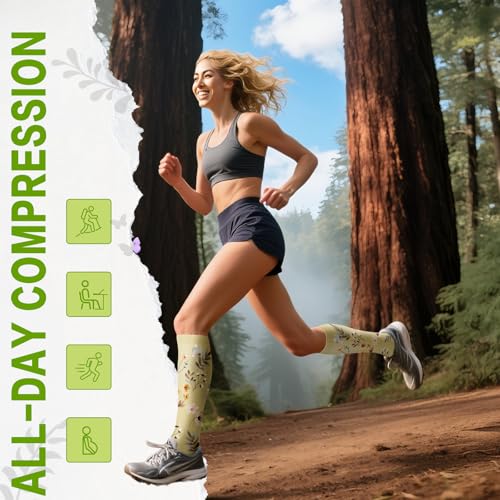 6 Pairs 20-30 mmHg Knee High Compression Socks, Unisex, Running, Travel - color: B-pink, size: Large-X-Large