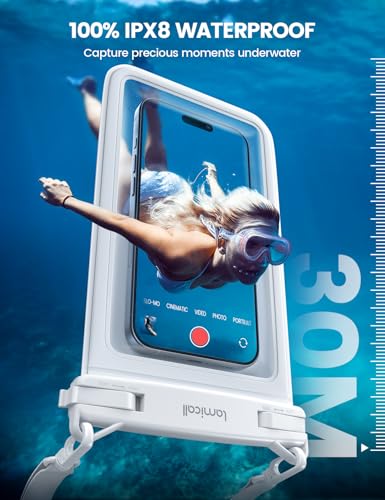 Lamicall Double Pocket Waterproof Phone Pouch, IPX8 Water proof Dry Bag - color: White